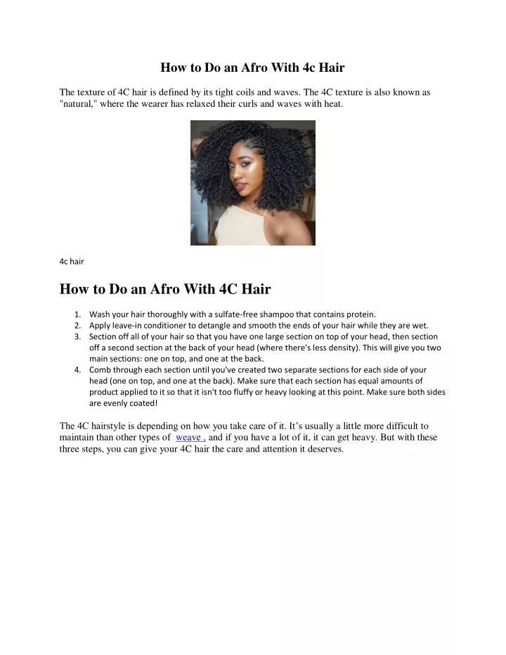 how to do an afro with 4c hair