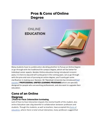 Pros & Cons of Online degree