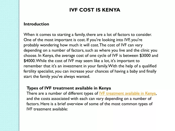 ivf cost is kenya