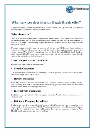 What services does Florida Beach Break offer