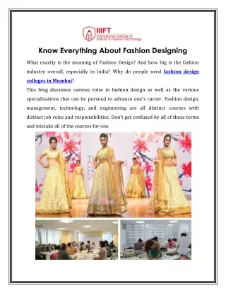Know Everything About Fashion Designing