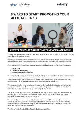 8 WAYS TO START PROMOTING YOUR AFFILIATE LINKS