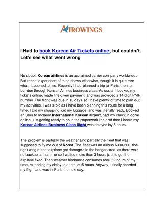 Korean Airlines Flights Tickets
