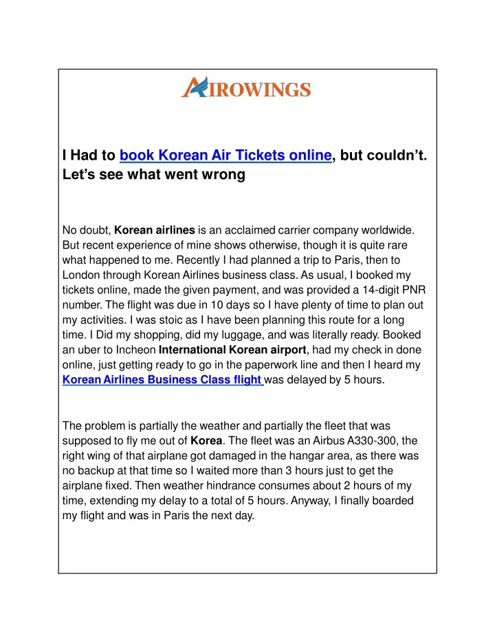 i had to book korean air tickets online