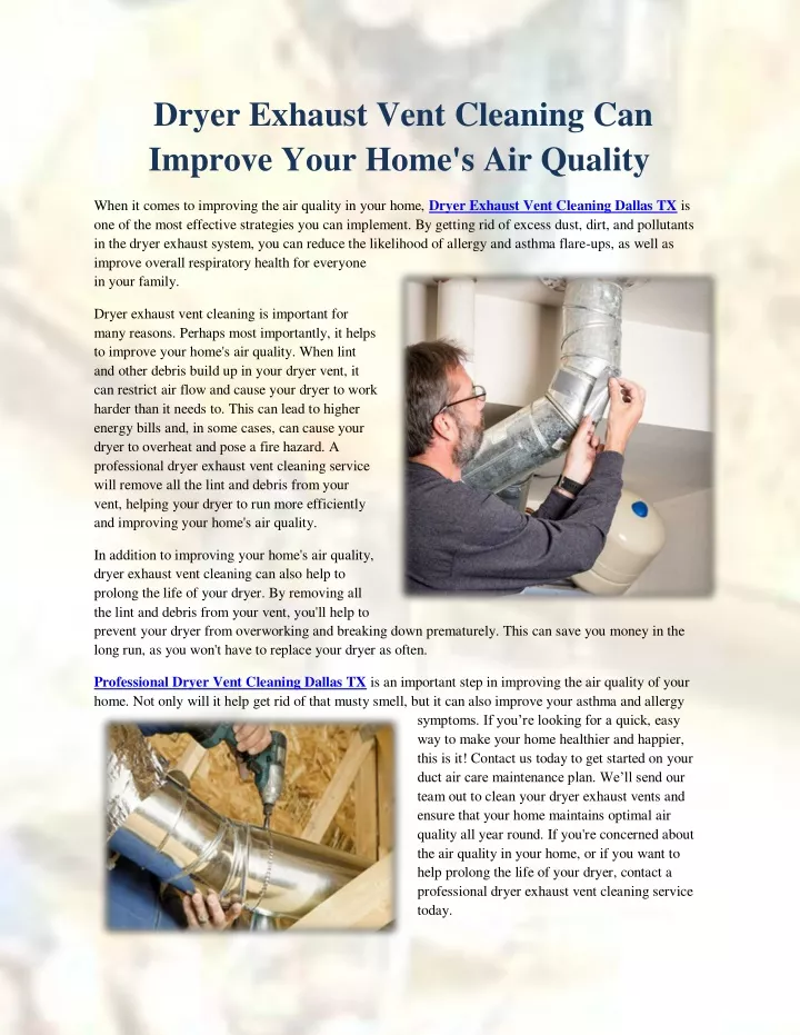 dryer exhaust vent cleaning can improve your home