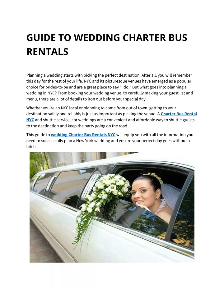 guide to wedding charter bus rentals