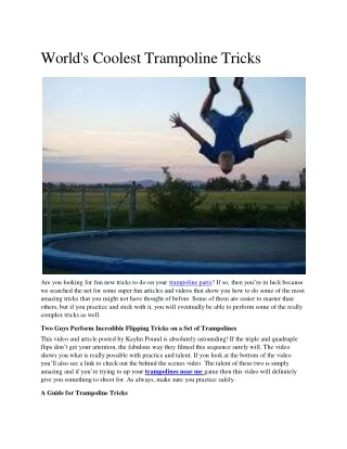world s coolest trampoline tricks