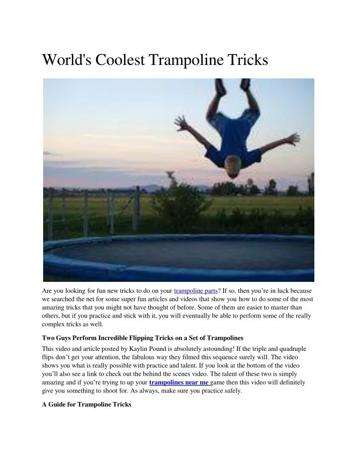 world s coolest trampoline tricks
