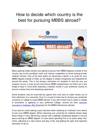 How to decide which country is the best for pursuing MBBS abroad