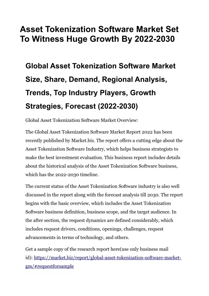 asset tokenization software market set to witness