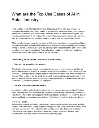 what are the top use cases of ai in retail