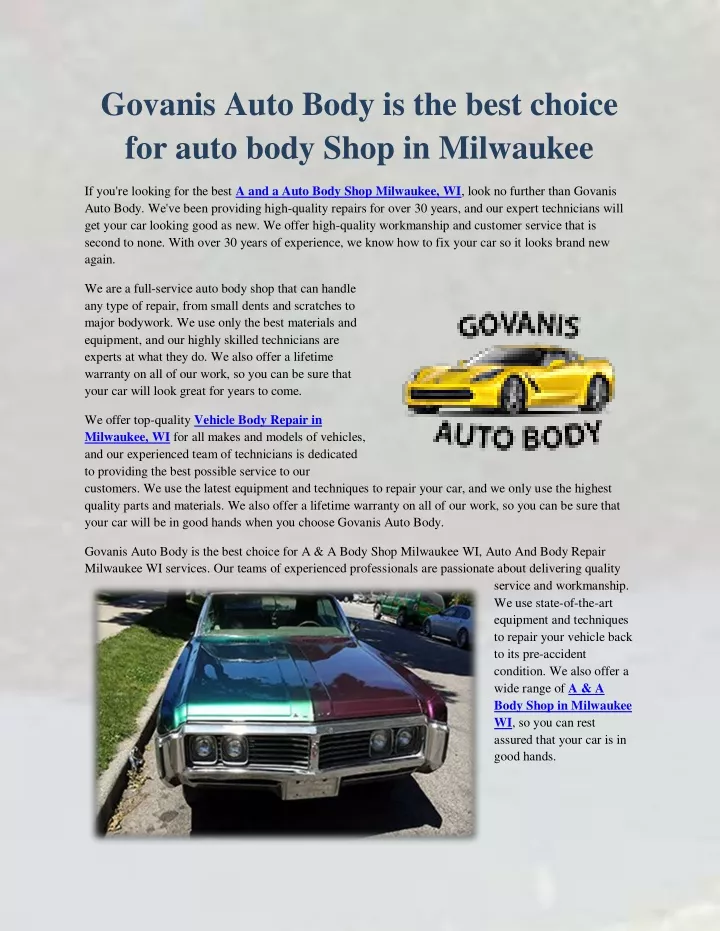 govanis auto body is the best choice for auto
