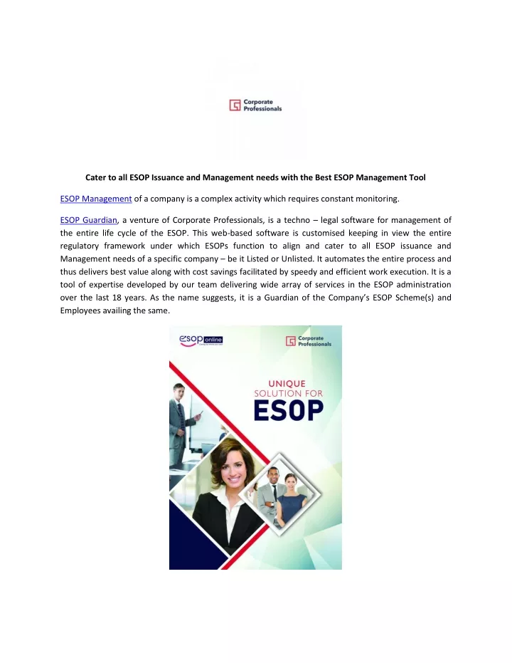 cater to all esop issuance and management needs