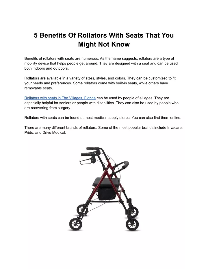 5 benefits of rollators with seats that you might