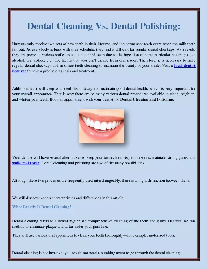 dental cleaning vs dental polishing