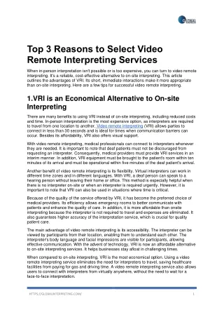 Video Remote Interpreting Services