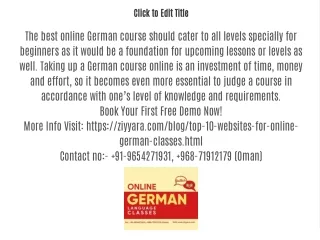 Choose Best online german classes