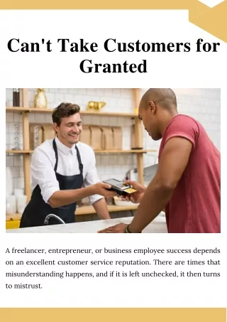 Can't Take Customers for Granted