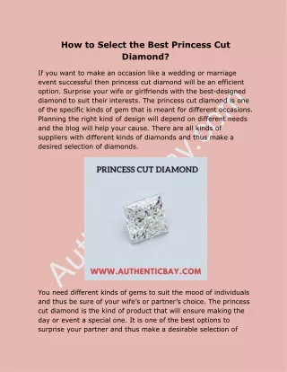 How to select the best princess cut diamond