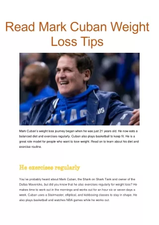read mark cuban weight loss tips