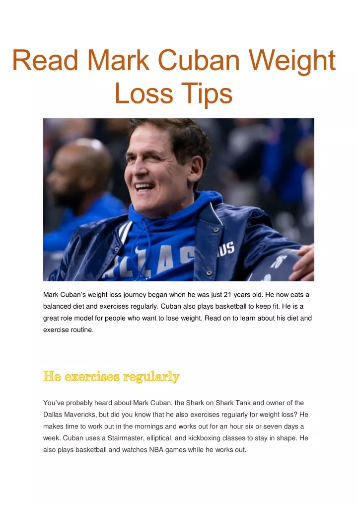 read mark cuban weight loss tips