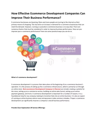 how effective ecommerce development companies