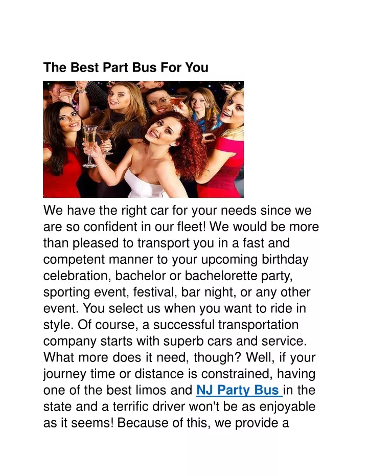 the best part bus for you