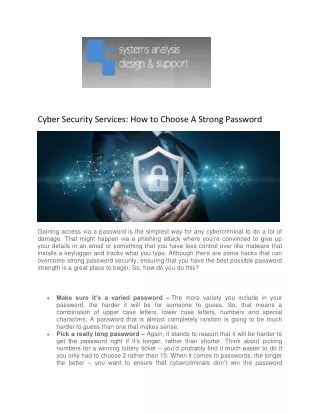 cyber security services how to choose a strong