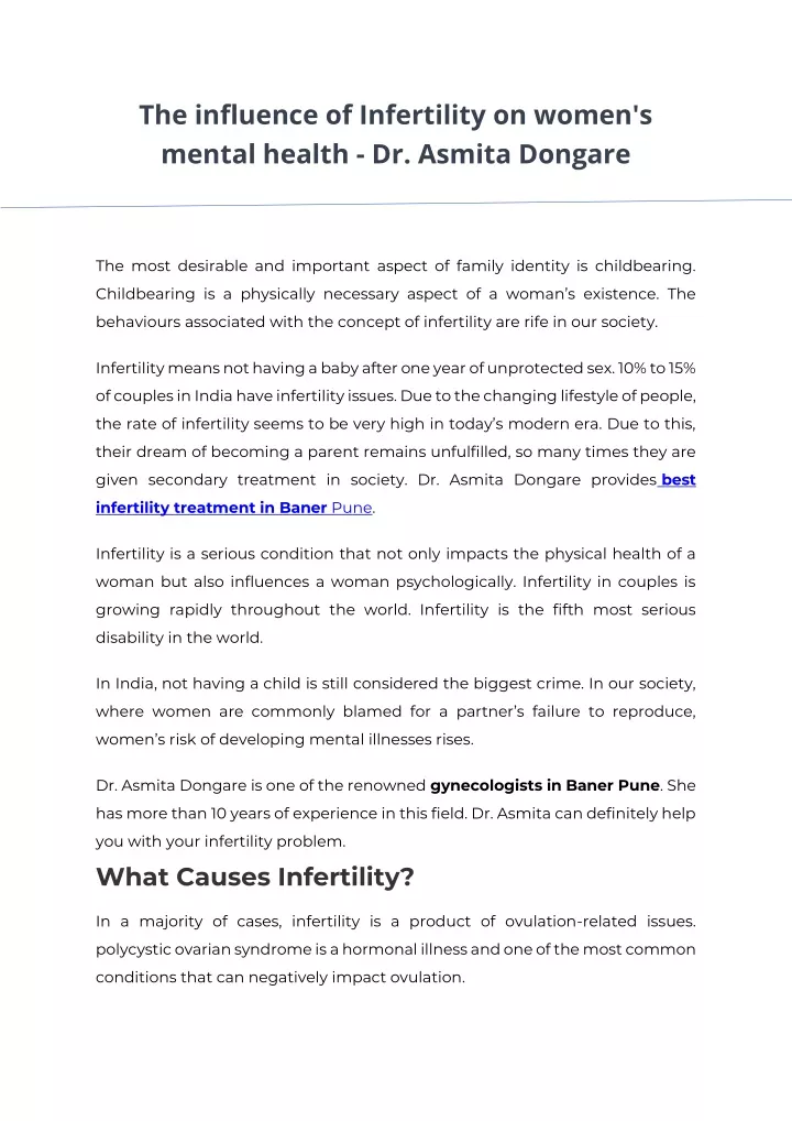 the influence of infertility on women s mental