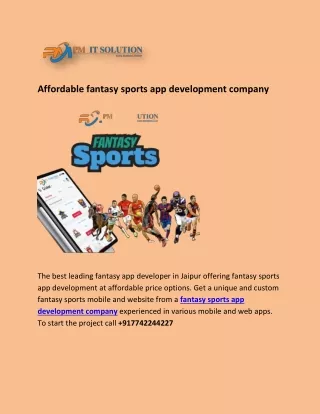 Affordable fantasy sports app development company