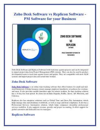 zoho desk software vs replicon software