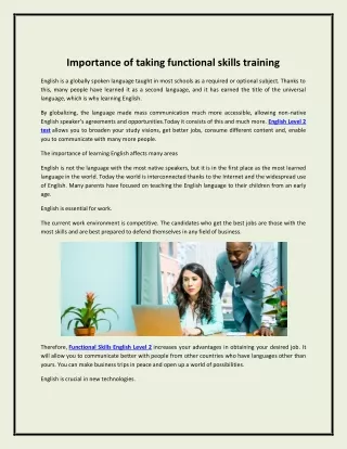 importance of taking functional skills training