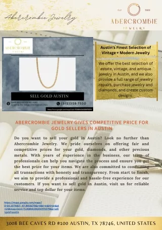 Abercrombie Jewelry gives competitive price for gold sellers in Austin