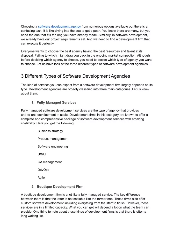 choosing a software development agency from