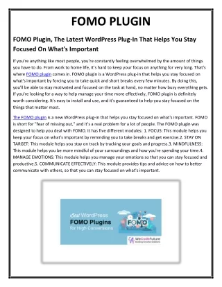 fomo plugin