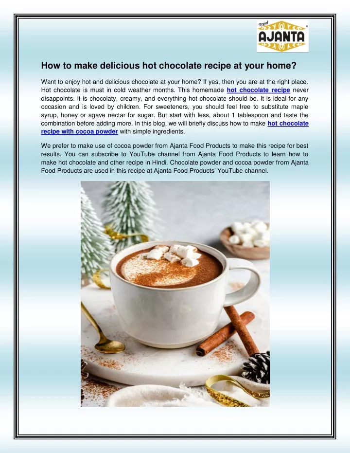 how to make delicious hot chocolate recipe