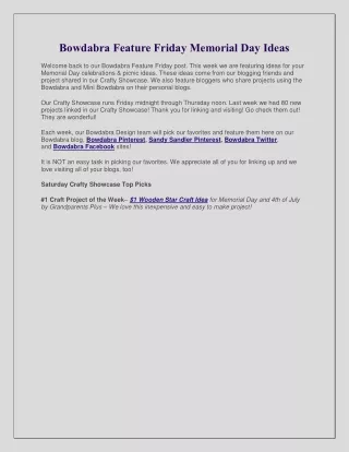 bowdabra feature friday memorial day ideas
