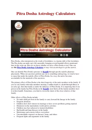 pitra dosha astrology calculators