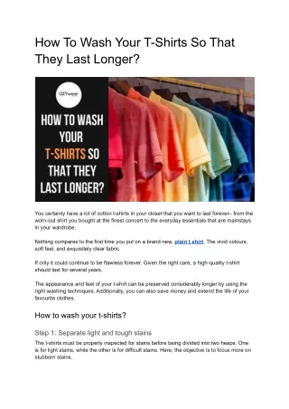 How To Wash Your T-Shirts So That They Last Longer?