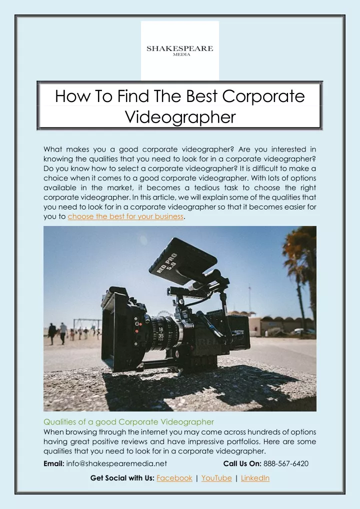how to find the best corporate videographer