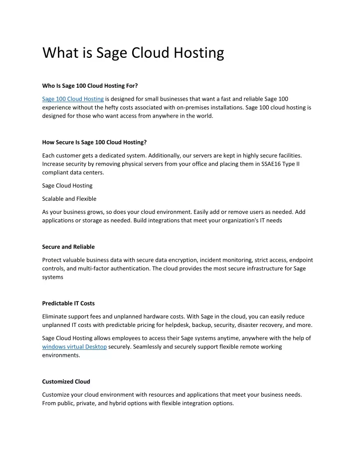 what is sage cloud hosting