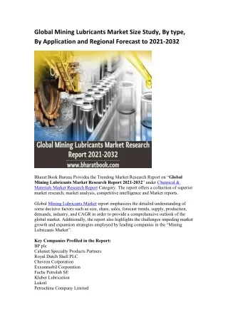 global mining lubricants market size study