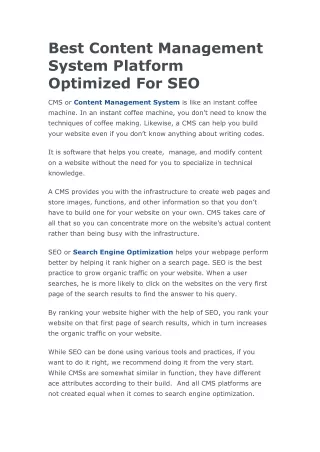 best content management system platform optimized