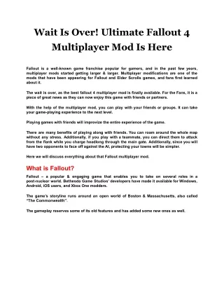 wait is over ultimate fallout 4 multiplayer