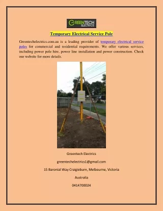 Temporary Electrical Service Pole  Greentechelectrics.com