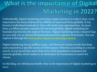 what is the importance of digital marketing in 2022