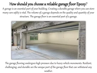 how should you choose a reliable garage floor