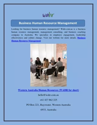 Business Human Resource Management  Wahr.com