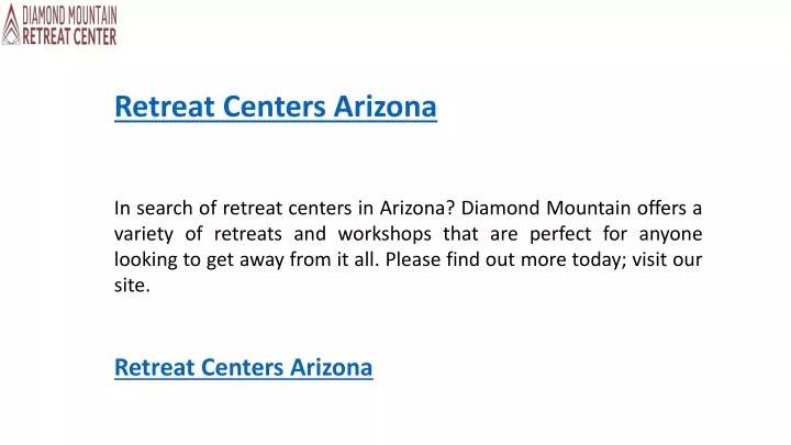 retreat centers arizona