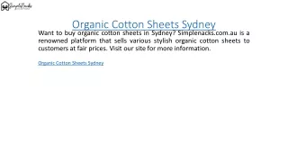 Organic Cotton Sheets Sydney  Simplenacks.com.au